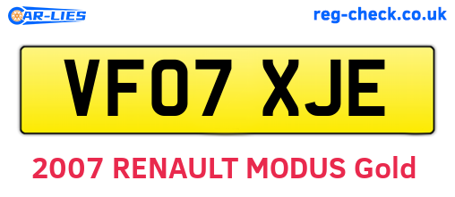 VF07XJE are the vehicle registration plates.