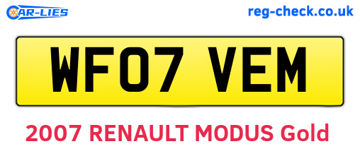 WF07VEM are the vehicle registration plates.