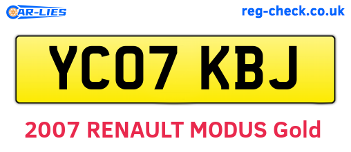 YC07KBJ are the vehicle registration plates.