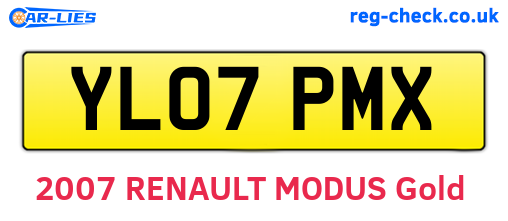 YL07PMX are the vehicle registration plates.