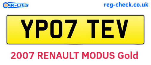 YP07TEV are the vehicle registration plates.