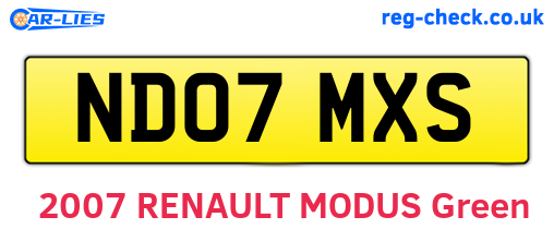 ND07MXS are the vehicle registration plates.