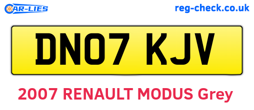 DN07KJV are the vehicle registration plates.