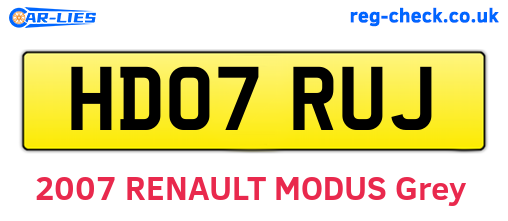 HD07RUJ are the vehicle registration plates.