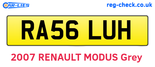 RA56LUH are the vehicle registration plates.