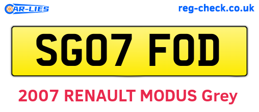 SG07FOD are the vehicle registration plates.