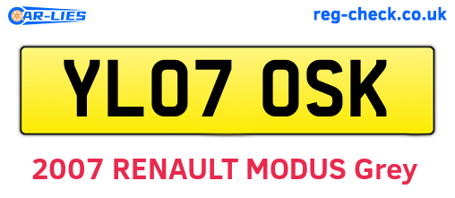 YL07OSK are the vehicle registration plates.