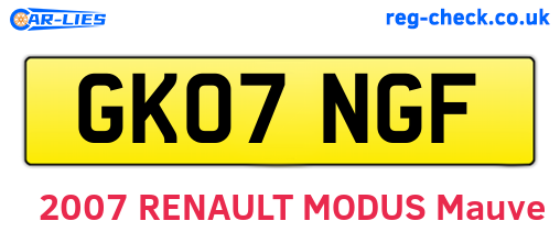 GK07NGF are the vehicle registration plates.