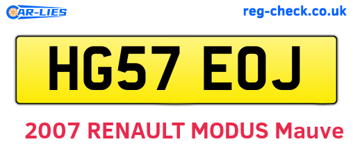 HG57EOJ are the vehicle registration plates.