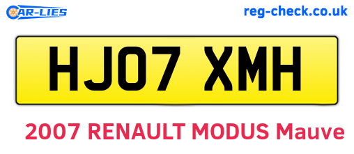 HJ07XMH are the vehicle registration plates.