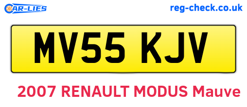 MV55KJV are the vehicle registration plates.