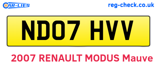 ND07HVV are the vehicle registration plates.