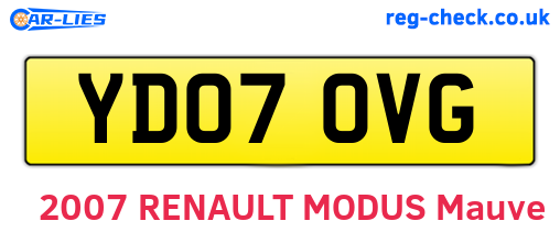 YD07OVG are the vehicle registration plates.