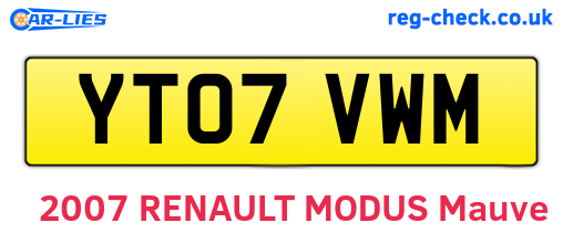 YT07VWM are the vehicle registration plates.