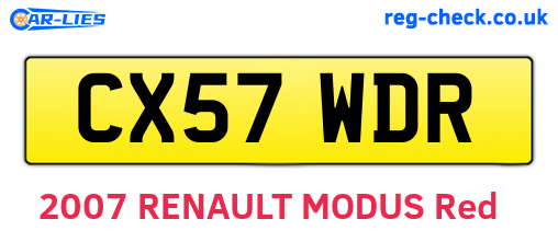 CX57WDR are the vehicle registration plates.