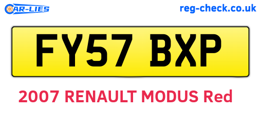 FY57BXP are the vehicle registration plates.
