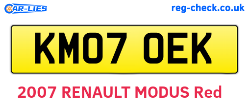 KM07OEK are the vehicle registration plates.