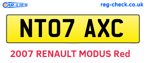 NT07AXC are the vehicle registration plates.