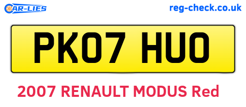 PK07HUO are the vehicle registration plates.