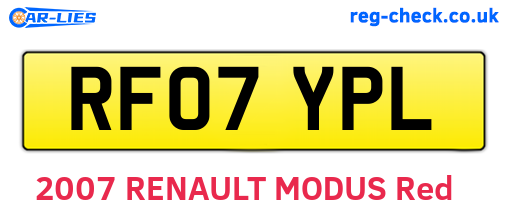 RF07YPL are the vehicle registration plates.