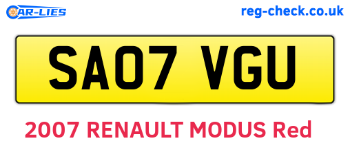 SA07VGU are the vehicle registration plates.