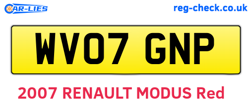 WV07GNP are the vehicle registration plates.