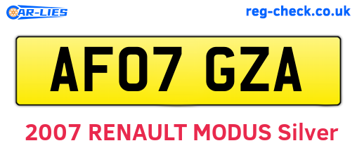 AF07GZA are the vehicle registration plates.