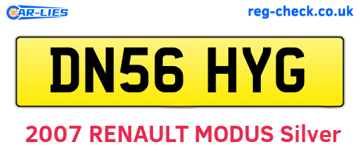 DN56HYG are the vehicle registration plates.