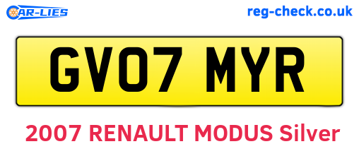 GV07MYR are the vehicle registration plates.