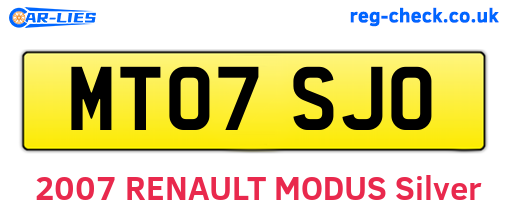 MT07SJO are the vehicle registration plates.