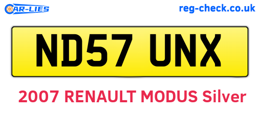 ND57UNX are the vehicle registration plates.