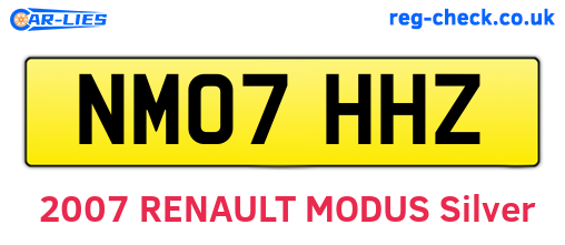 NM07HHZ are the vehicle registration plates.