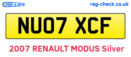 NU07XCF are the vehicle registration plates.