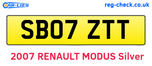 SB07ZTT are the vehicle registration plates.