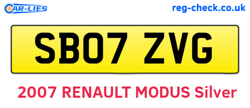 SB07ZVG are the vehicle registration plates.