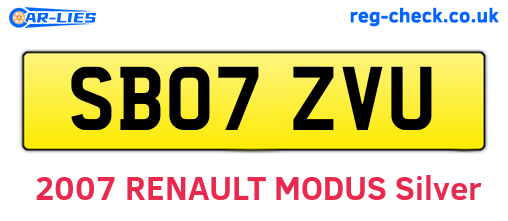 SB07ZVU are the vehicle registration plates.