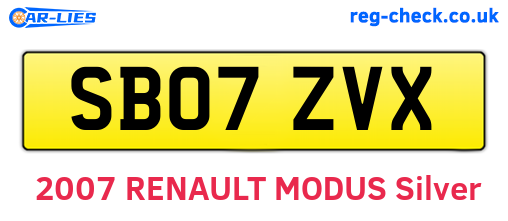 SB07ZVX are the vehicle registration plates.
