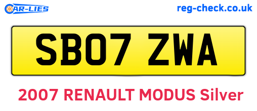 SB07ZWA are the vehicle registration plates.
