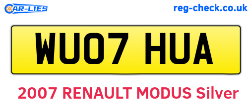 WU07HUA are the vehicle registration plates.