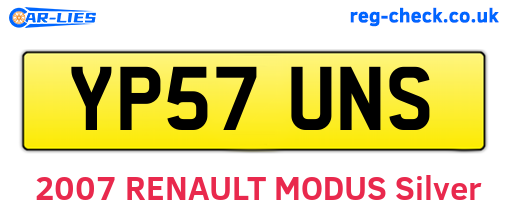 YP57UNS are the vehicle registration plates.
