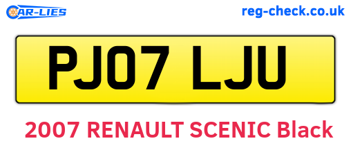 PJ07LJU are the vehicle registration plates.