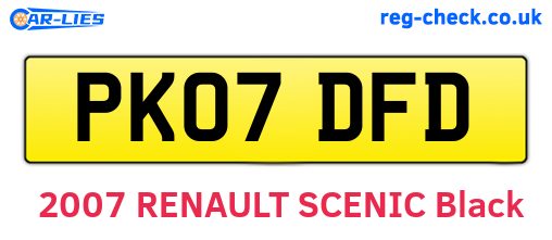 PK07DFD are the vehicle registration plates.