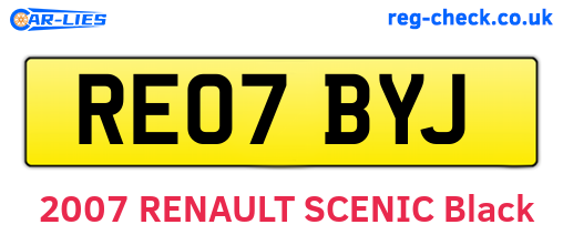 RE07BYJ are the vehicle registration plates.