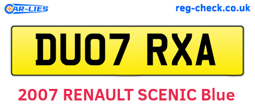 DU07RXA are the vehicle registration plates.