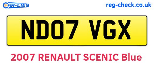 ND07VGX are the vehicle registration plates.