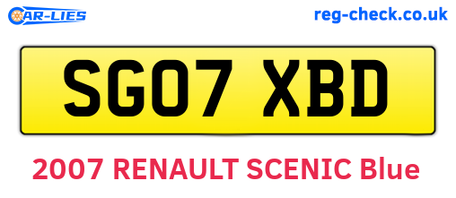 SG07XBD are the vehicle registration plates.