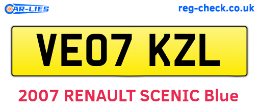 VE07KZL are the vehicle registration plates.