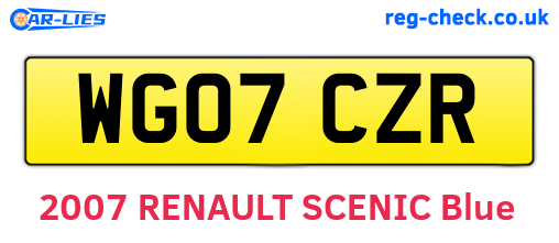 WG07CZR are the vehicle registration plates.