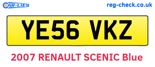 YE56VKZ are the vehicle registration plates.