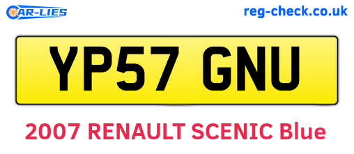 YP57GNU are the vehicle registration plates.